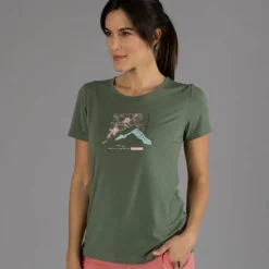 Damen Bamboo T-Shirt mit weitem Ausschnitt und Blumenprint
