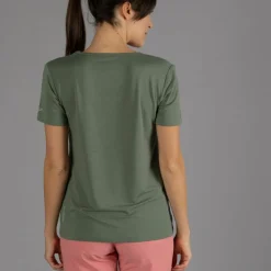 Damen Bamboo T-Shirt mit weitem Ausschnitt und Blumenprint