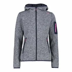 Damen schweres Fleecejacke Knit-Tech in melierter Optik mit Kapuze