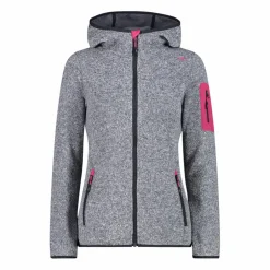 Damen schweres Fleecejacke Knit-Tech in melierter Optik mit Kapuze