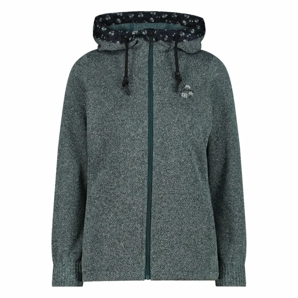Damen-Fleecejacke aus Knit Tech mit Kapuze und floralen Details