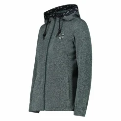 Damen-Fleecejacke aus Knit Tech mit Kapuze und floralen Details