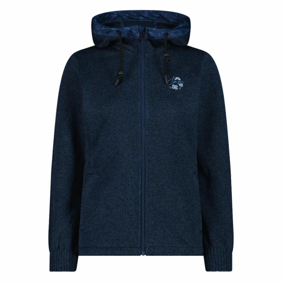 Damen-Fleecejacke aus Knit Tech mit Kapuze und floralen Details