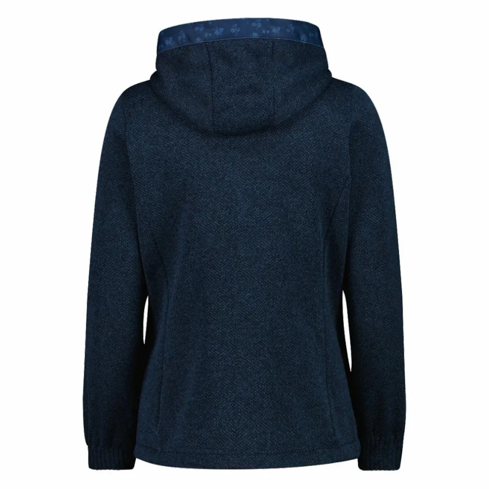 Damen-Fleecejacke aus Knit Tech mit Kapuze und floralen Details