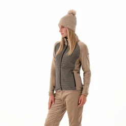 Damen-Fleece-Sweatshirt aus Stretch-Performance, bedruckt mit Melange-Details