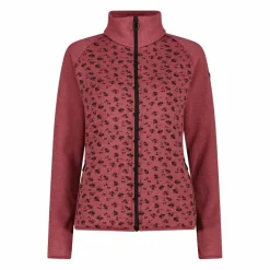 Damen-Fleece-Sweatshirt aus Stretch-Performance, bedruckt mit Melange-Details