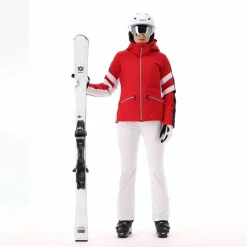 Damen-Skijacke aus Twill mit abnehmbarer Kapuze