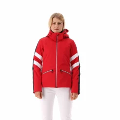 Damen-Skijacke aus Twill mit abnehmbarer Kapuze