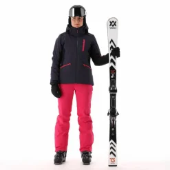 Damen-Skijacke aus 4-Way-Stretchgewebe mit abnehmbarer Kapuze