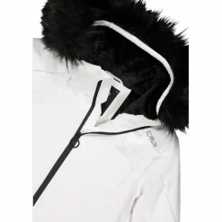 Damen-Skijacke mit abnehmbarer Kapuze aus Kunstfell