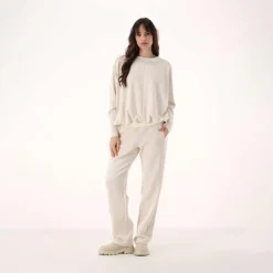 Damen-Sweatshirt aus Modal mit matt glänzendem Finish