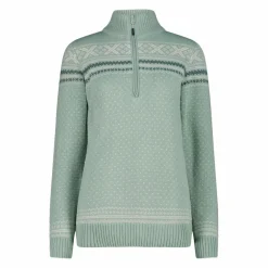 Damen-Sweatshirt mit halbem Reißverschluss in Wooltech