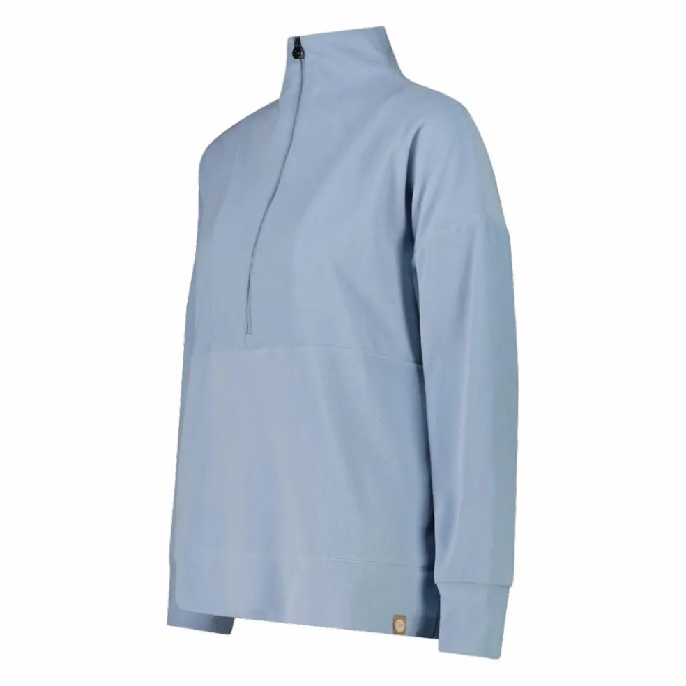 Damen-Sweatshirt mit halblangem Reißverschluss und hohem Kragen