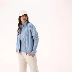 Damen-Sweatshirt mit hohem Kragen und Reißverschluss