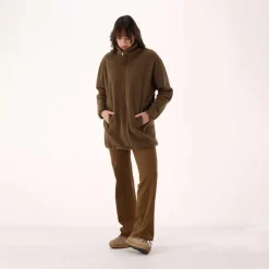 Damen-Sweatshirt mit Reißverschluss aus Teddyfleece