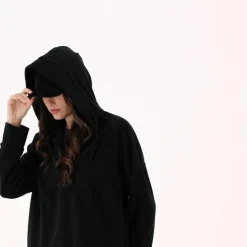 Damen-Sweatshirt ohne Reißverschluss mit fest angebrachter Kapuze