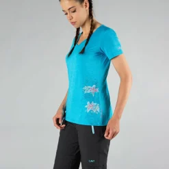 Damen-T-Shirt mit breitem Ausschnitt aus Light Jersey