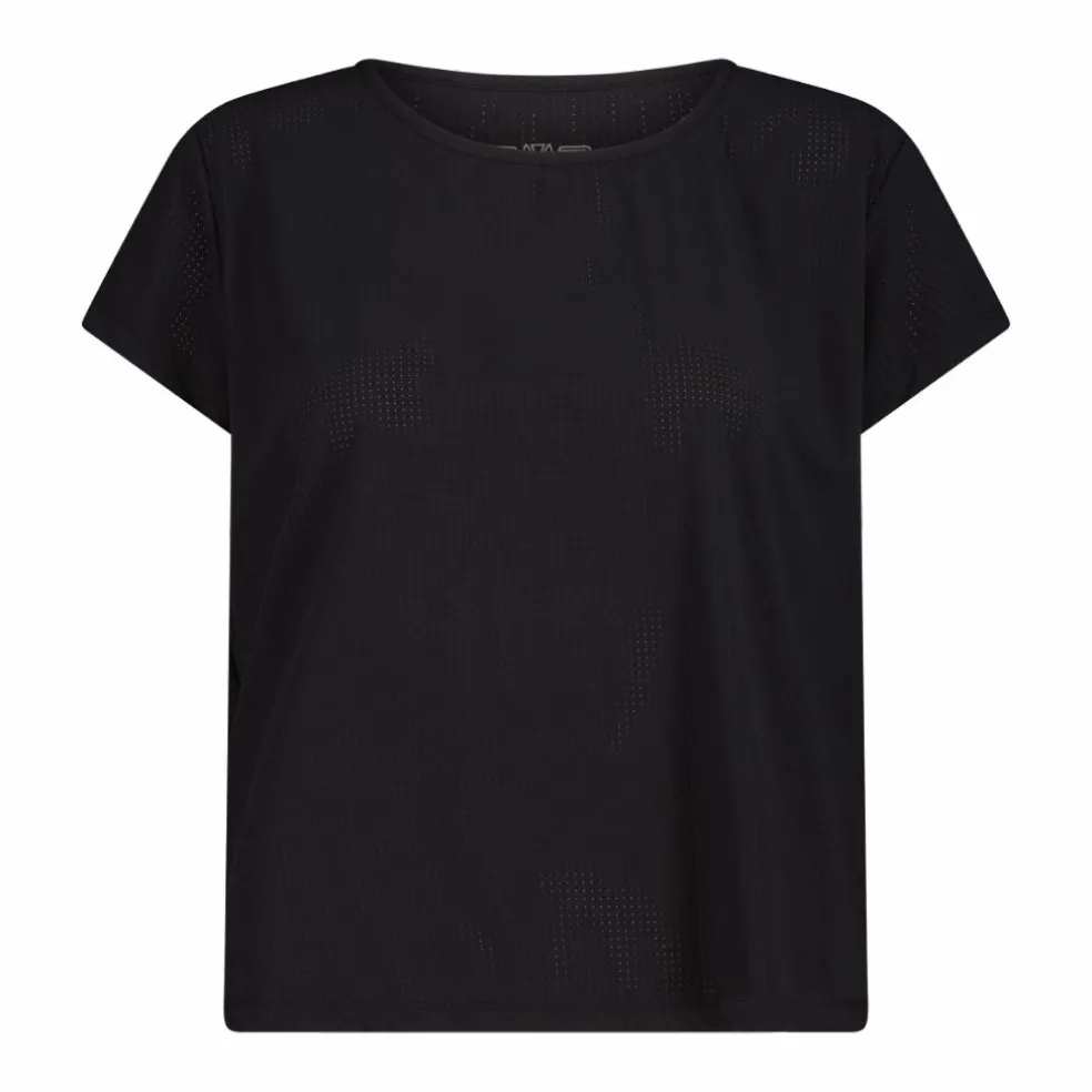 Einfarbiges technisches T-Shirt mit kurzen Ärmeln für Damen