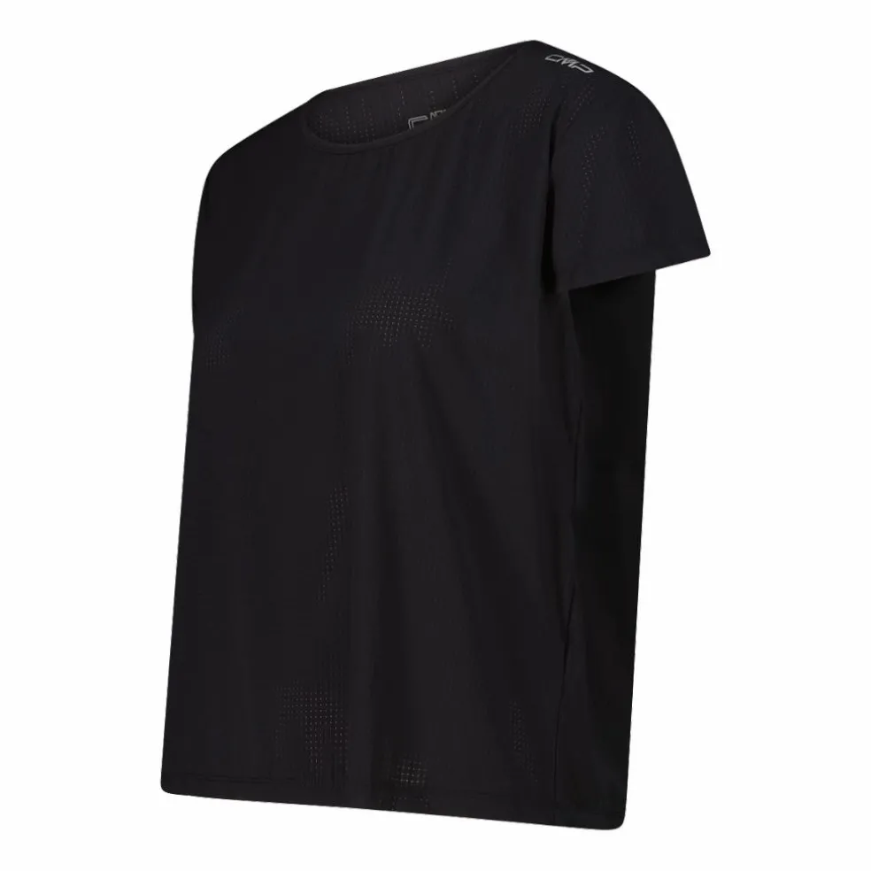 Einfarbiges technisches T-Shirt mit kurzen Ärmeln für Damen