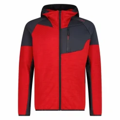 Fleece Grid Tech mit Reißverschluss für Herren mit Kapuze meliert