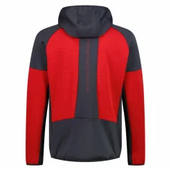 Fleece Grid Tech mit Reißverschluss für Herren mit Kapuze meliert