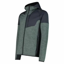 Fleece Grid Tech mit Reißverschluss für Herren mit Kapuze meliert