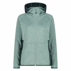 Fleece Grid Tech mit Reißverschluss für Damen meliert mit Kapuze