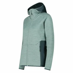 Fleece Grid Tech mit Reißverschluss für Damen meliert mit Kapuze