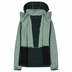 Fleece Grid Tech mit Reißverschluss für Damen meliert mit Kapuze