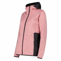 Fleece Grid Tech mit Reißverschluss für Damen meliert mit Kapuze