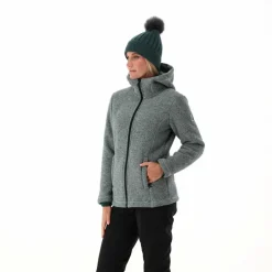 Fleecejacke für Damen aus Knit Tech Melange mit Kapuze