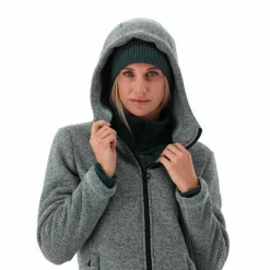 Fleecejacke für Damen aus Knit Tech Melange mit Kapuze