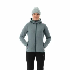 Fleecejacke für Damen aus Knit Tech Melange mit Kapuze