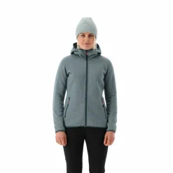 Fleecejacke für Damen aus Knit Tech Melange mit Kapuze