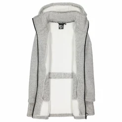Fleece-Parka für Damen aus meliertem Knit Tech mit Kunstfell-Kapuze