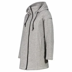 Fleece-Parka für Damen aus meliertem Knit Tech mit Kunstfell-Kapuze