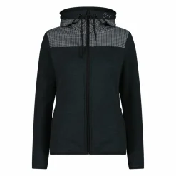 Fleece-Sweatshirt für Damen aus Stretch Performance Melange mit Hahnentrittmuster