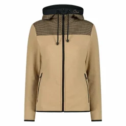 Fleece-Sweatshirt für Damen aus Stretch Performance Melange mit Hahnentrittmuster