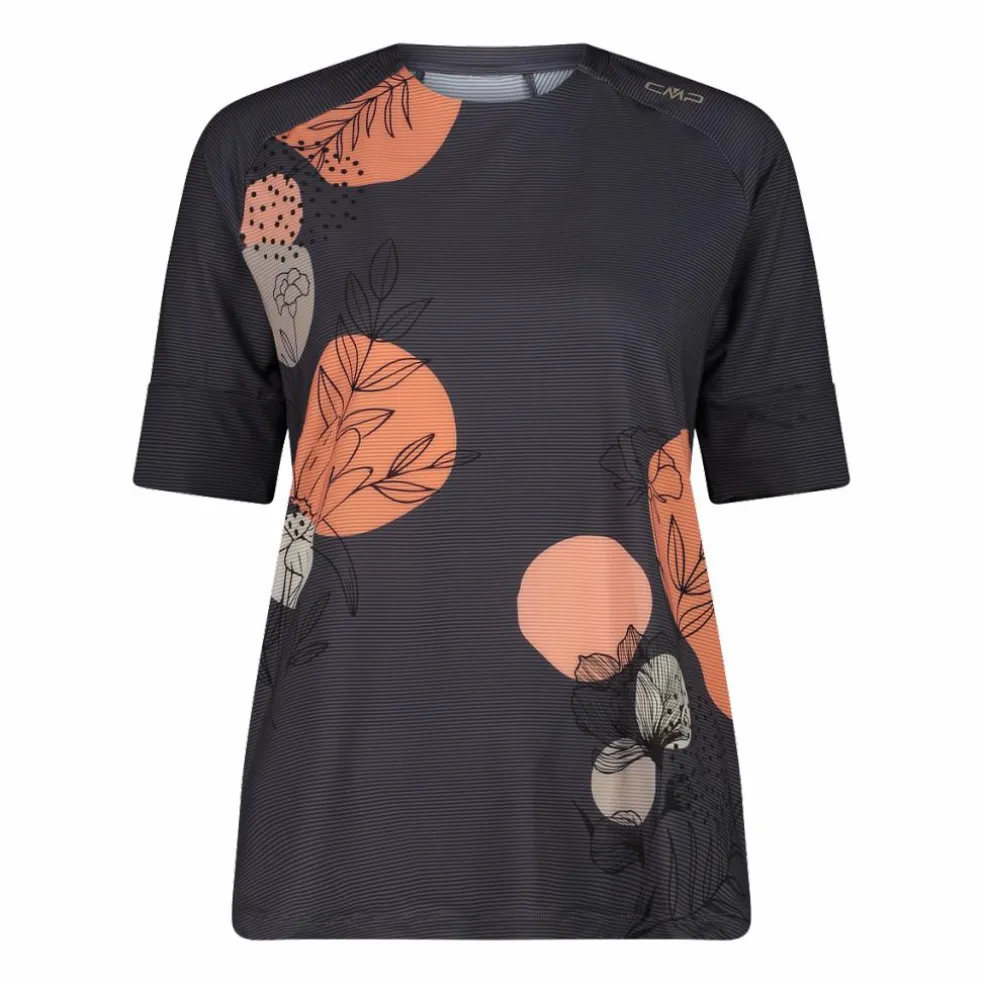 Gemustertes technisches T-Shirt mit kurzen Ärmeln für Damen