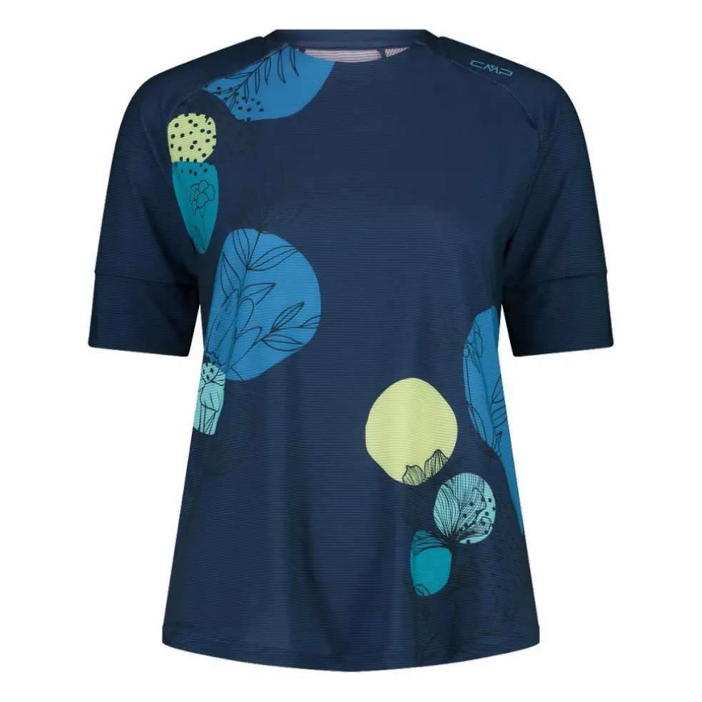 Gemustertes technisches T-Shirt mit kurzen Ärmeln für Damen