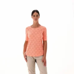 Halbtransparentes Kurzarm-T-Shirt für Damen