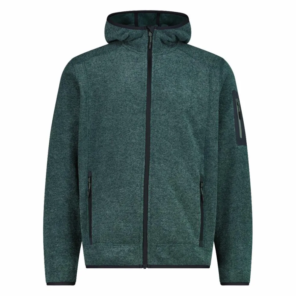 Herren schweres Fleecejacke Knit-Tech in melierter Optik mit Kapuze