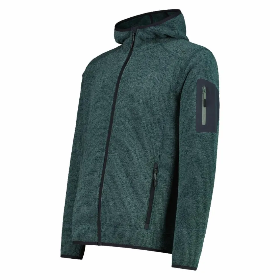 Herren schweres Fleecejacke Knit-Tech in melierter Optik mit Kapuze