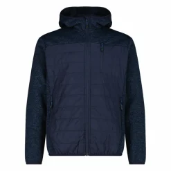 Herren-Hybrid-Fleecejacke aus Knit Tech Melange mit Kapuze