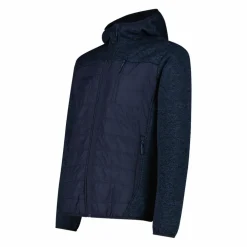 Herren-Hybrid-Fleecejacke aus Knit Tech Melange mit Kapuze