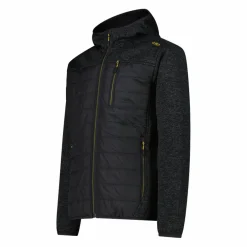 Herren-Hybrid-Fleecejacke aus Knit Tech Melange mit Kapuze