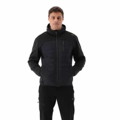 Herren-Hybrid-Fleecejacke aus Knit Tech Melange mit Kapuze