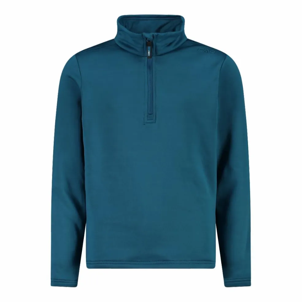 Jungen Stretch Performance Stehkragenshirt mit kurzem Reißverschluss