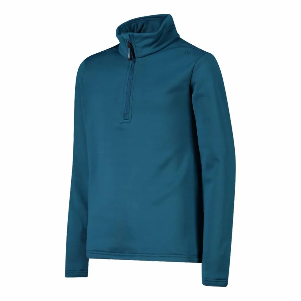 Jungen Stretch Performance Stehkragenshirt mit kurzem Reißverschluss