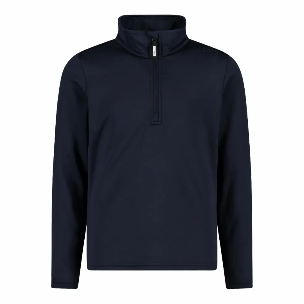 Jungen Stretch Performance Stehkragenshirt mit kurzem Reißverschluss